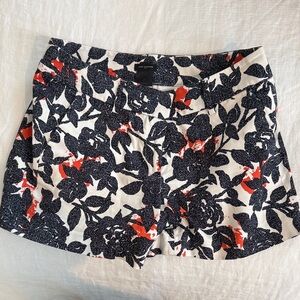 Ann Taylor Black and Red Floral High Waist Shorts